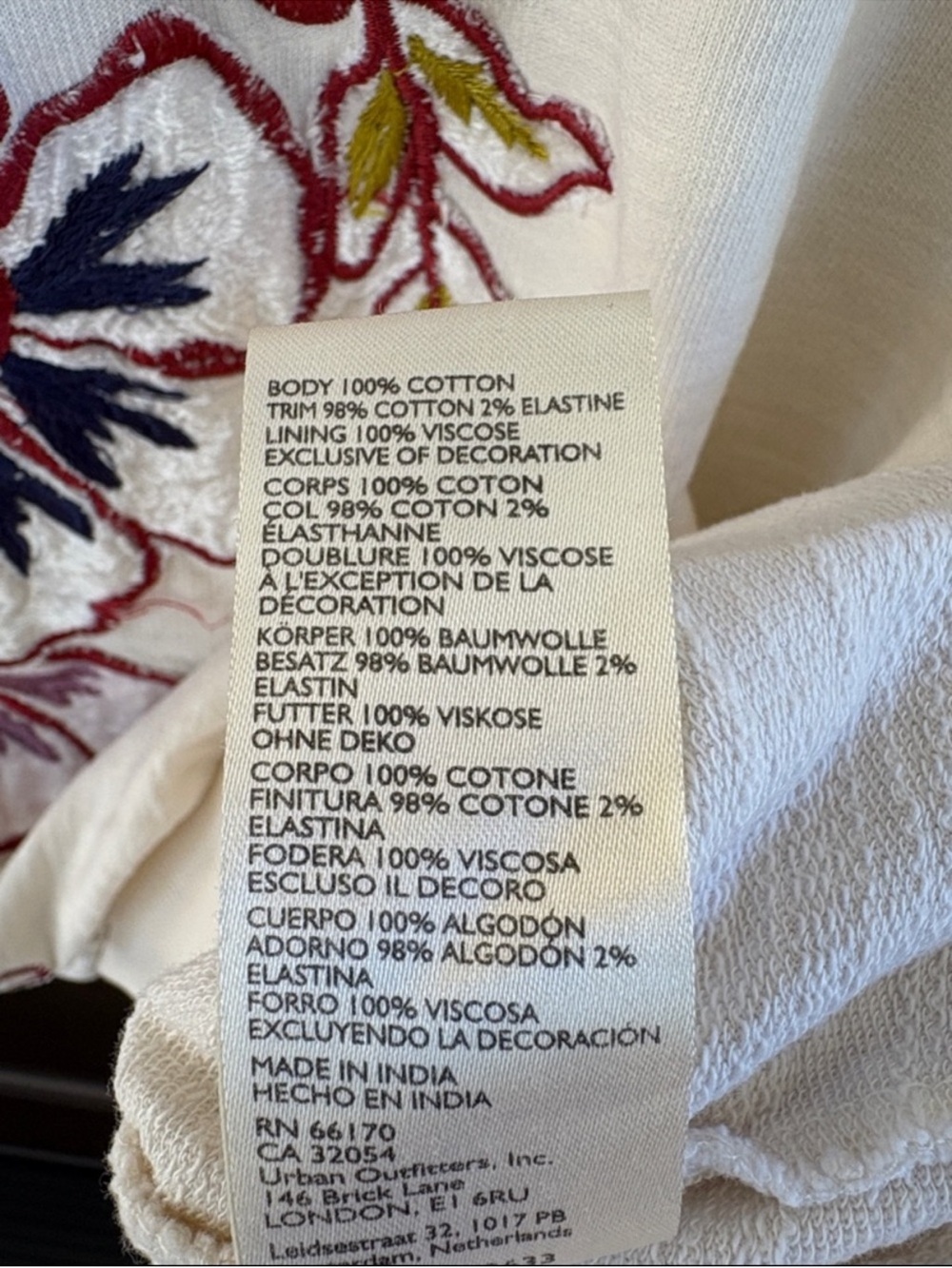Anthropologie Embroidered Appliqué Sweatshirt Top Oversized XXS - Picture 10 of 11